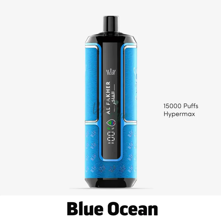 Al Fakher 15k Puffs Hypermax Blue Ocean Disposable Vape now available in abu dhabi