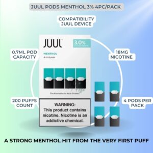 JUUL Pods Menthol 3% 4PcPack Now in UAE