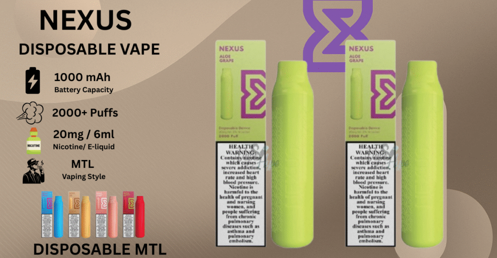 NEXUS DISPOSABLE 2000 PUFFS Aloe Grape Now in dubai