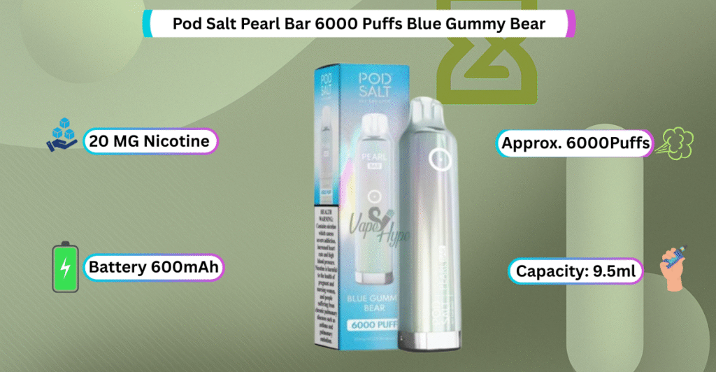 Pod Salt Pearl Bar 6000 Puffs Blue Gummy Bear now available in dubai online