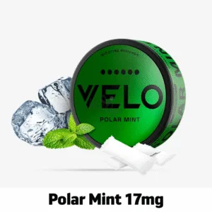 Velo Bright Spearmint / VELO Polar Mint 17mg nicotine pouch single can product display.