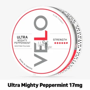 Velo Ultra Mighty Peppermint 17mg now VELO Freezing Peppermint Max 17mg nicotine pouch single can display.