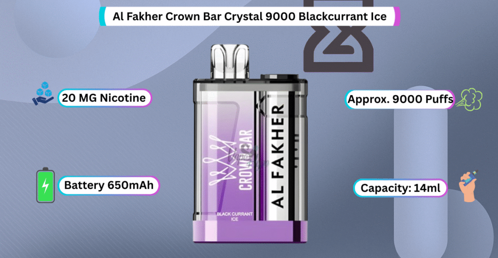 Al Fakher Crown Bar Crystal 9000 Blackcurrant Ice now available in dubai