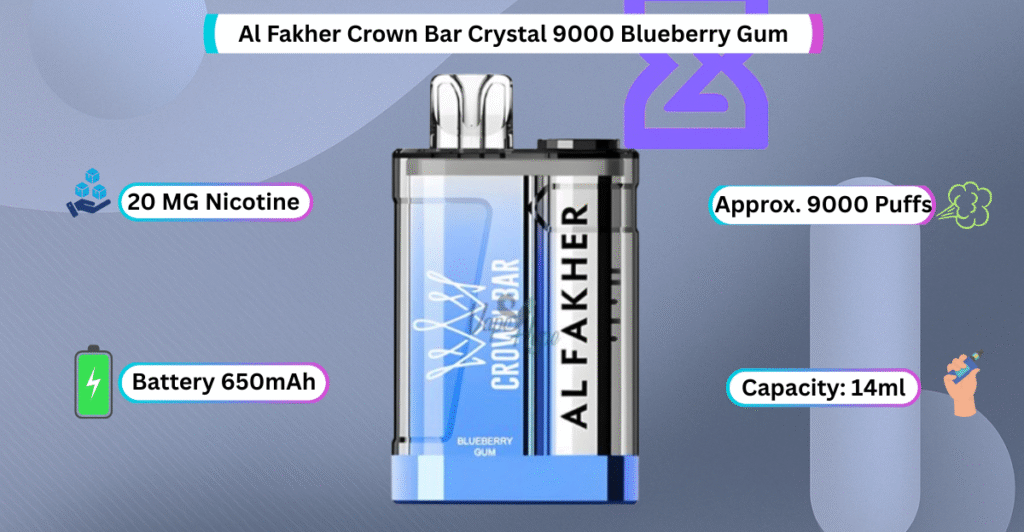 Al Fakher Crown Bar Crystal 9000 Blueberry Gum now available in abu dhabi & Sharjah