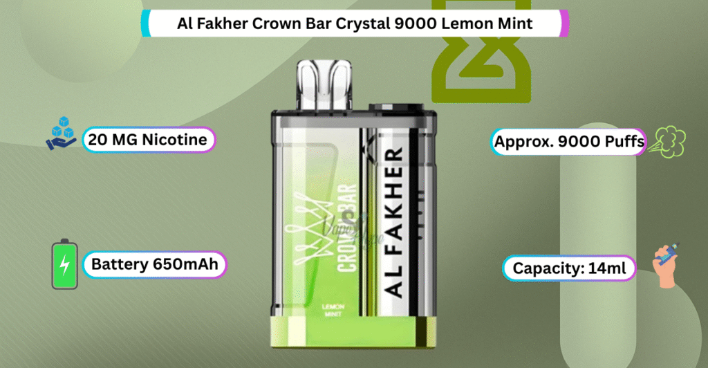 Al Fakher Crown Bar Crystal 9000 Lemon Mint now available in abu dhabi online