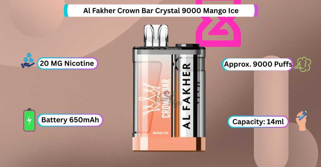 Al Fakher Crown Bar Crystal 9000 Mango Ice now available in ajman online