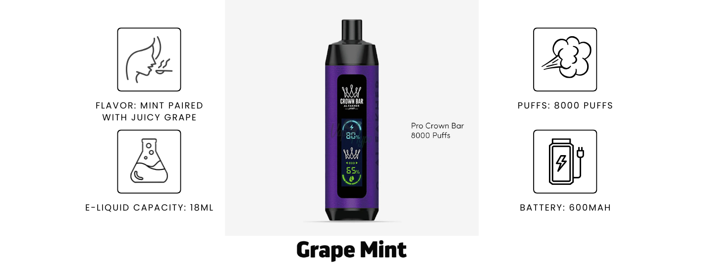 Al Fakher Pro Crown Bar Grape Mint Features