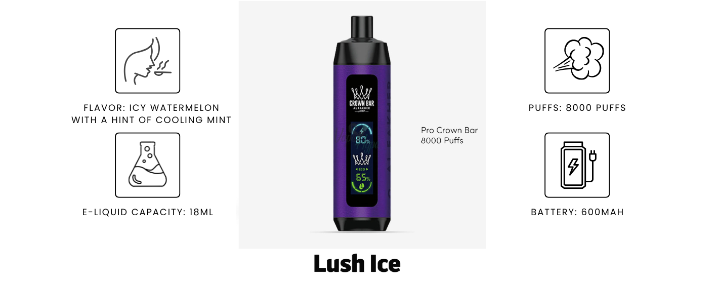 Al Fakher Pro Crown Bar Lush Ice 8000 Puffs