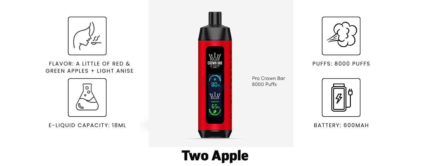 Al Fakher Pro Crown Bar Two Apple 8000 Puffs