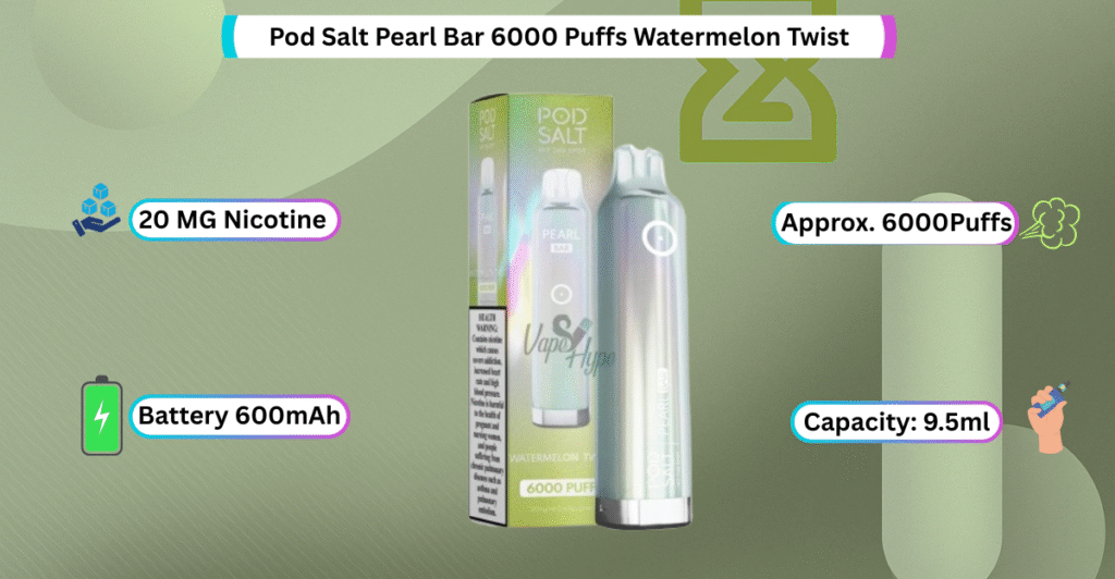 Pod Salt Pearl Bar 6000 Puffs Watermelon Twist now available in abu dhabi
