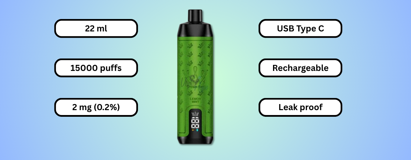 Features of Al Fakher Crown Bar Pro Max 15000 Puffs Lemon Mint