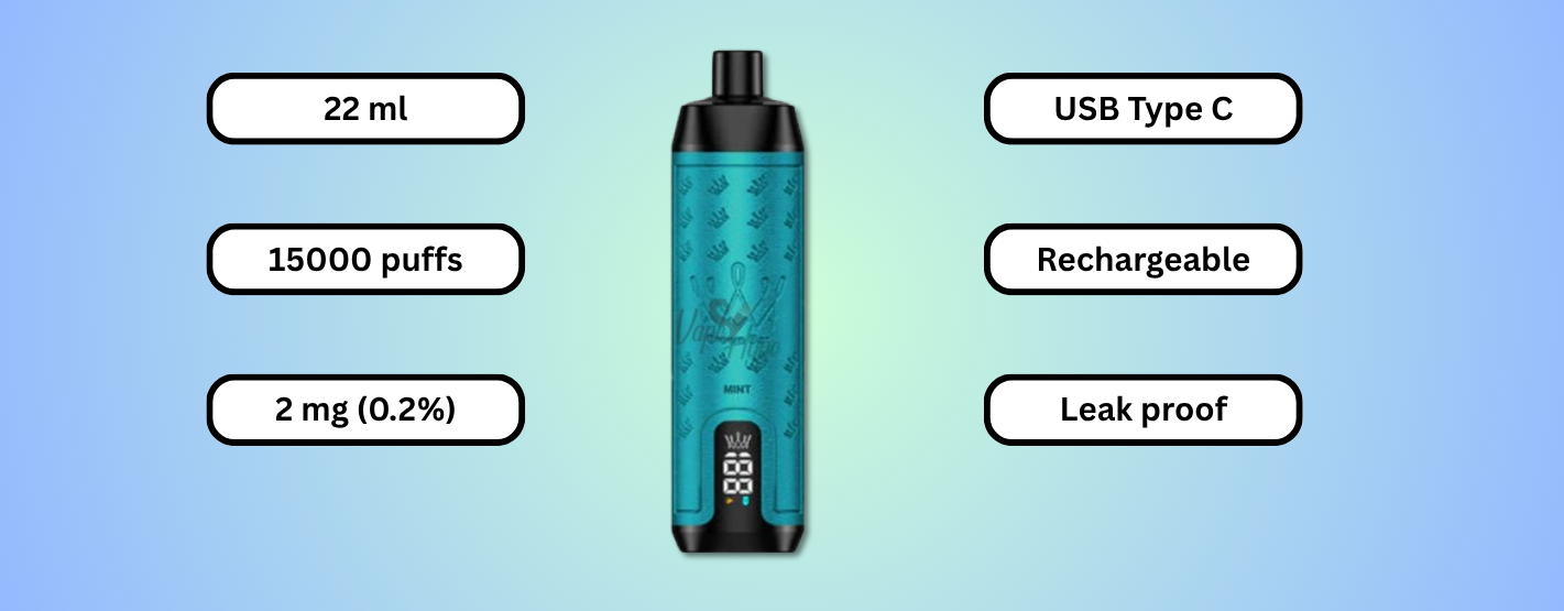 Features of Al Fakher Crown Bar Pro Max 15000 Puffs Mint