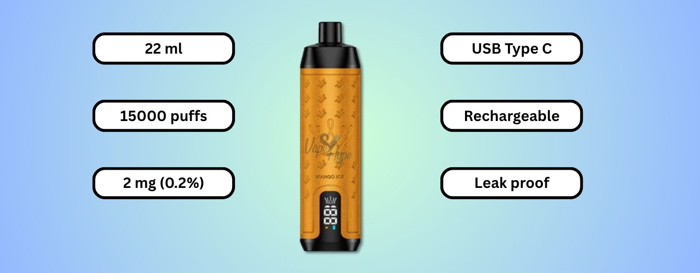 Features of Al Fakher Crown Bar Pro Max 15000 Puffs Mango Ice