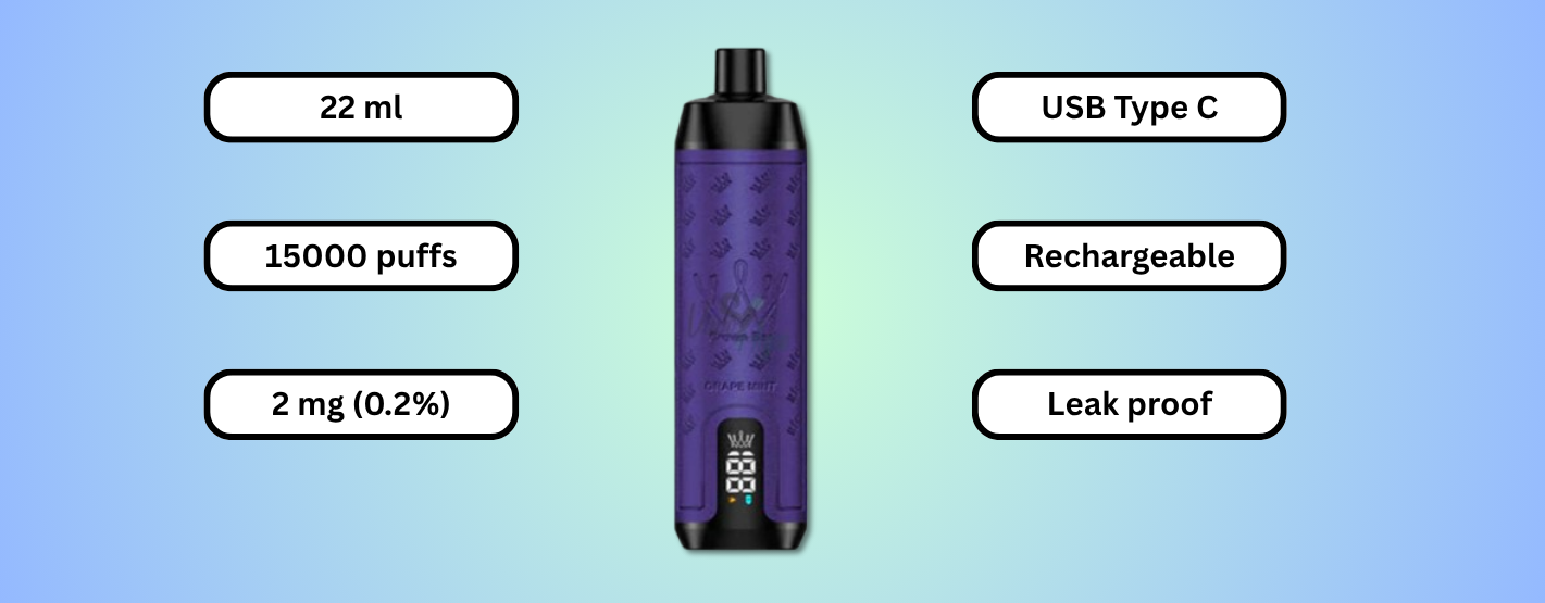 Features of Al Fakher Crown Bar Pro Max 15000 Puffs Gum Mint