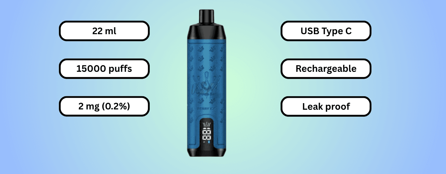 features of Al Fakher Crown Bar Pro Max 15000 Puffs Berry Ice