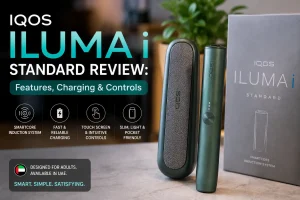 IQOS ILUMA i Standard review showing device features, controls and charging in dubai
