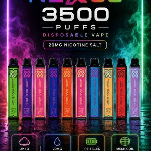 Pod Salt Nexus 3500 Puffs Disposable Vape flavor range including Peach Mango and Kiwi Guava Passion in Dubai now for sale