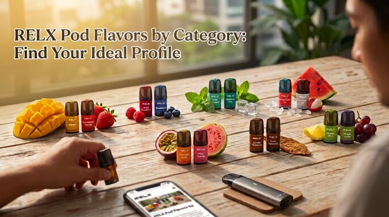 RELX pod flavour categories and profiles available in the Dubai & UAE