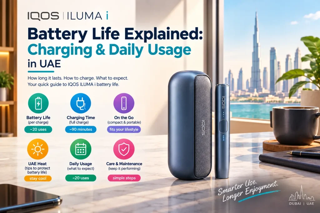 IQOS ILUMA i battery life, charging time and daily usage guide in UAE