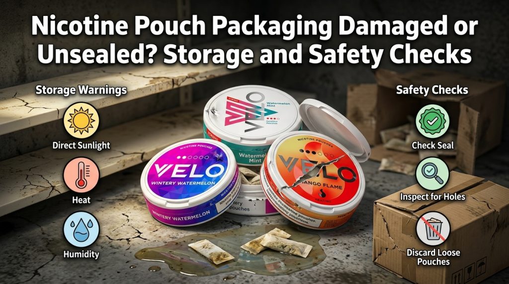 Damaged packaging vs expired nicotine pouches comparison in Abu Dhabi